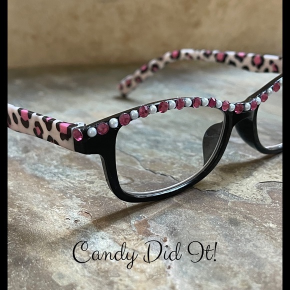 NWT Pink Leopard 2.50 Bling Reader Glasses & Case - Picture 4 of 8